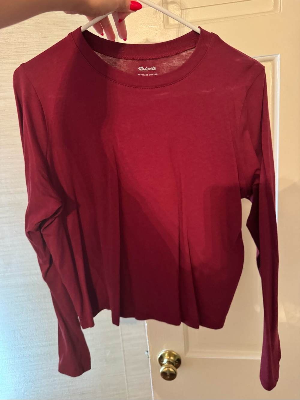 Madewell Softfade Cotton Tee in Berry Red